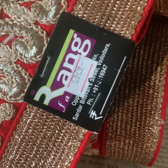 Black red sari net mesh gujurati style cream embroidered $ designer RANG company - Picture 4 of 4